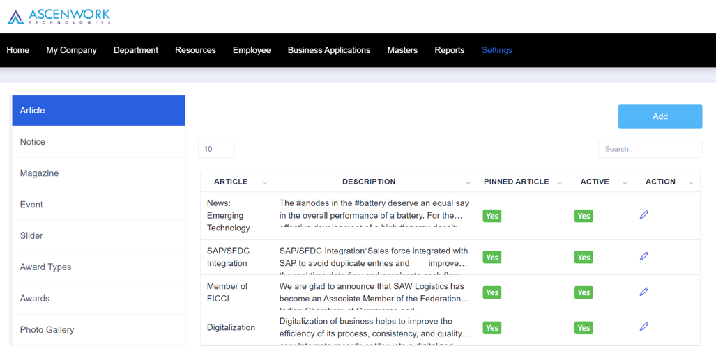 Intranet Portal - Intranet Settings Panel - Office 365 - Microsoft 365 - AscenWork Technologies Intranet Portal - Intranet Settings Panel - Office 365 - Microsoft 365 - AscenWork Technologies