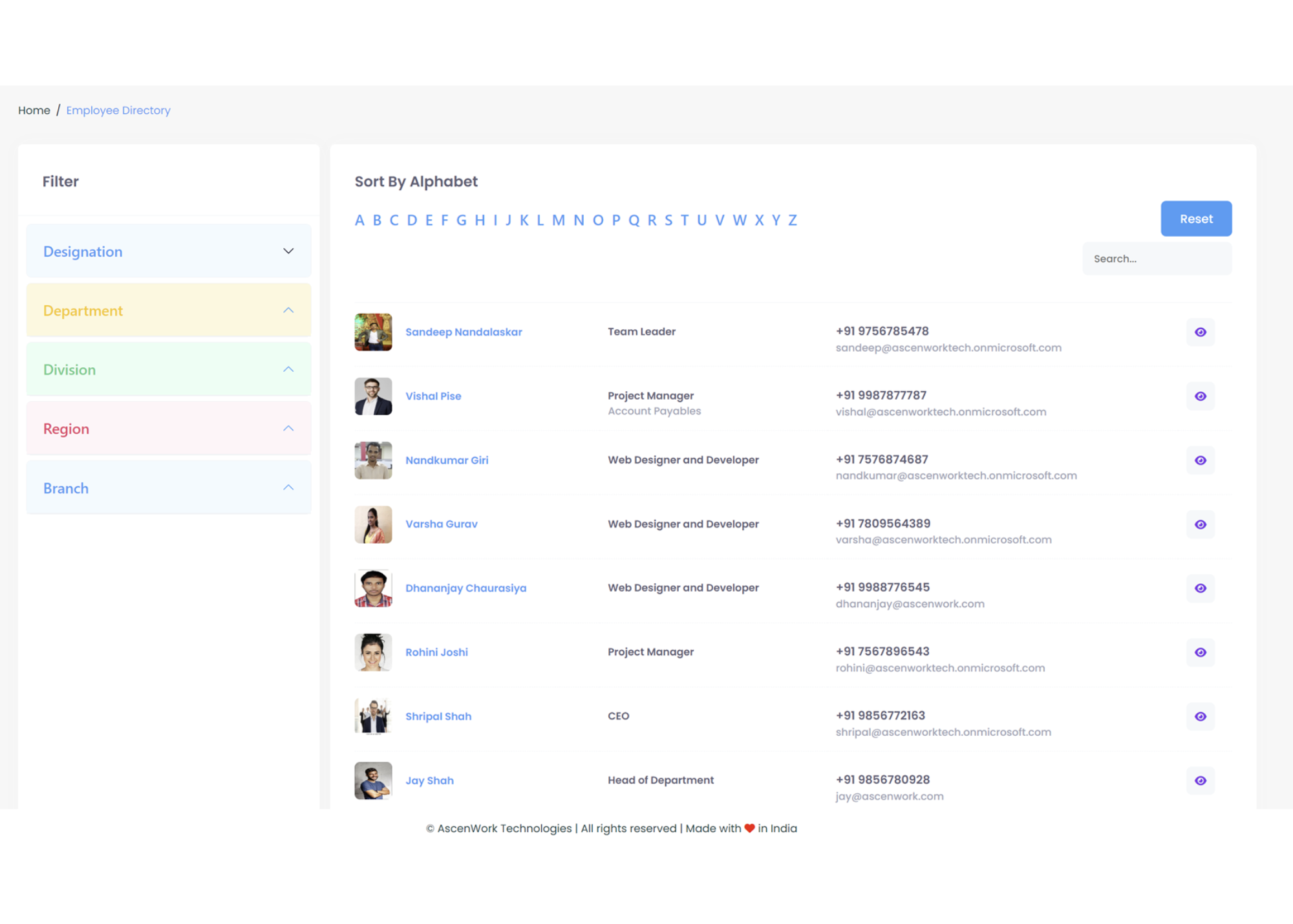 Employee Directory - Intranet