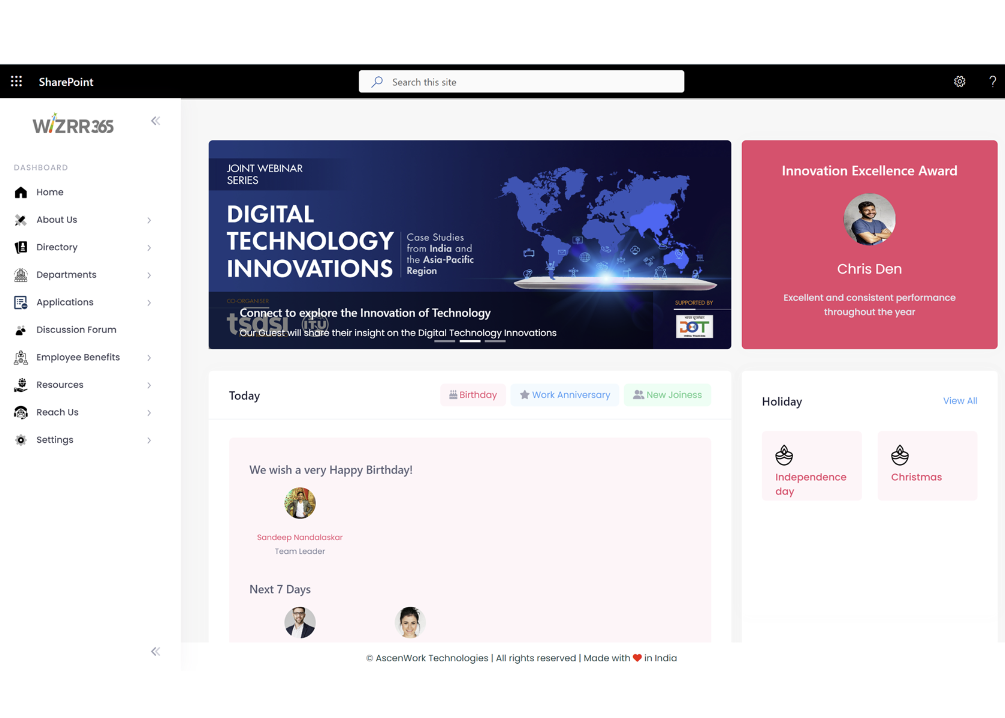 Intranet Landing Page-Custom Design