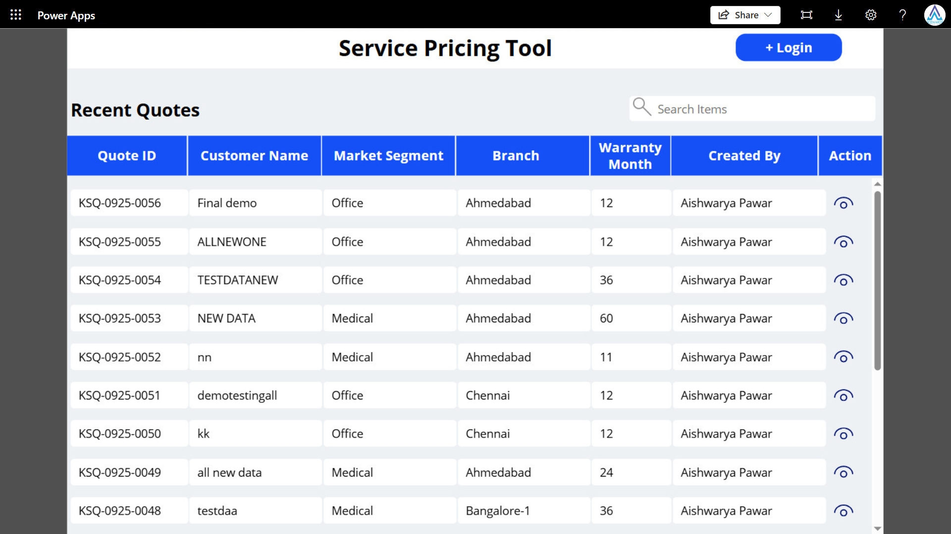 power Apps dashboard