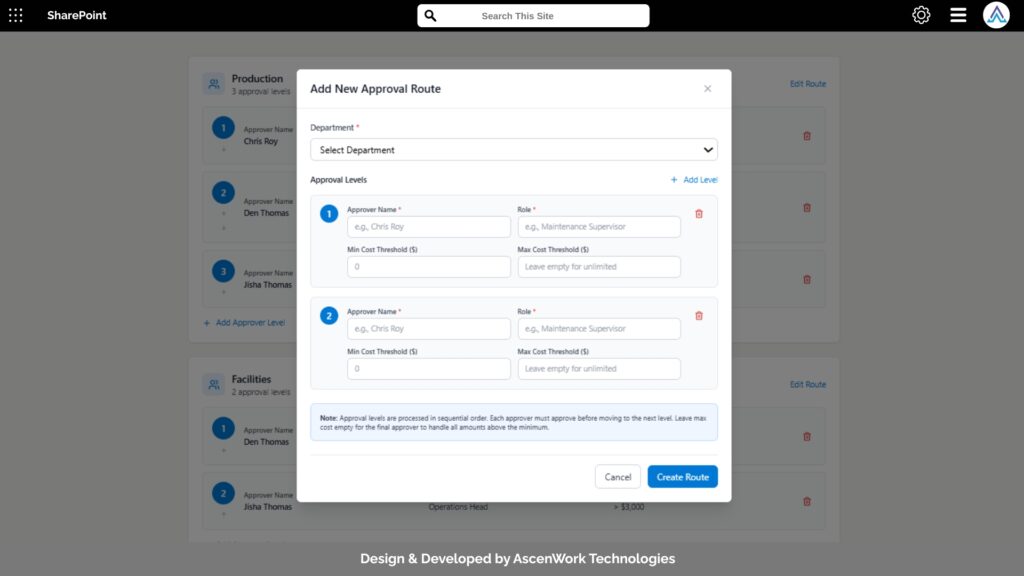 Maintenance Request Approval Workflow | AscenWork