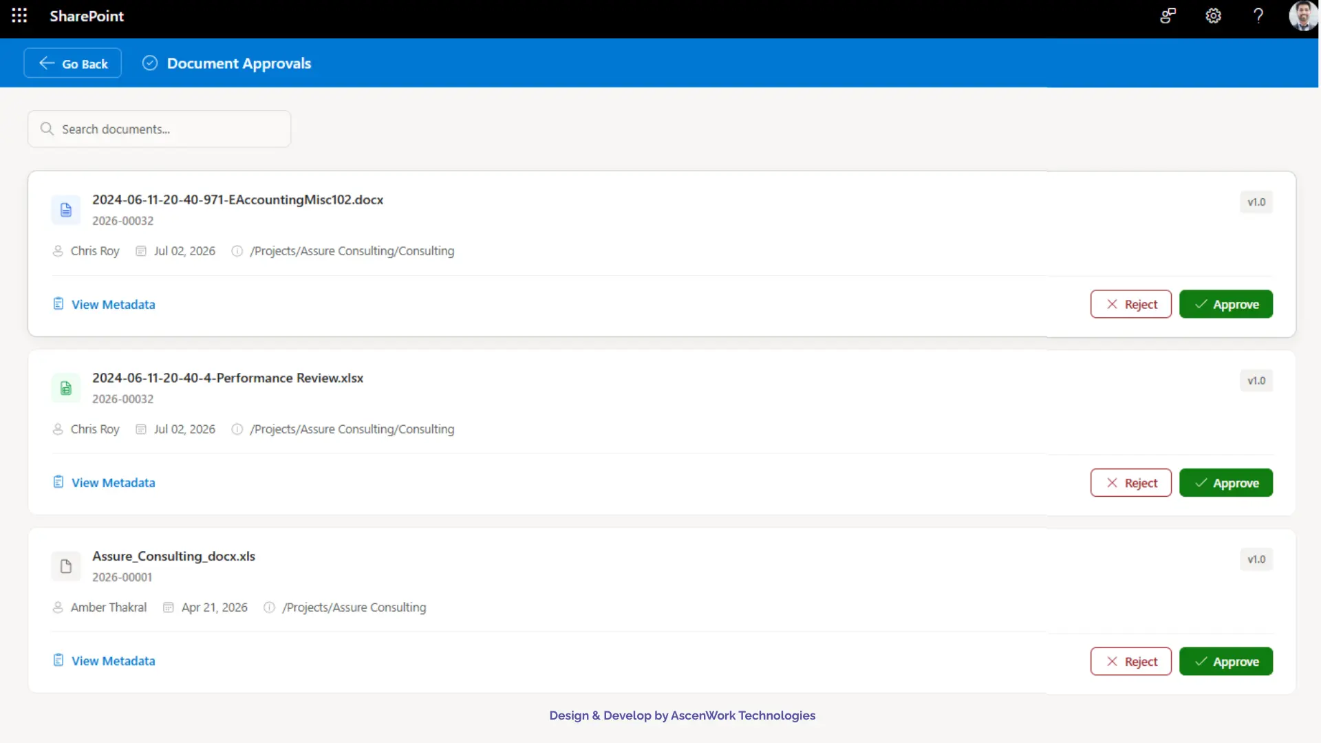 Review and approve documents in SharePoint DMS.
