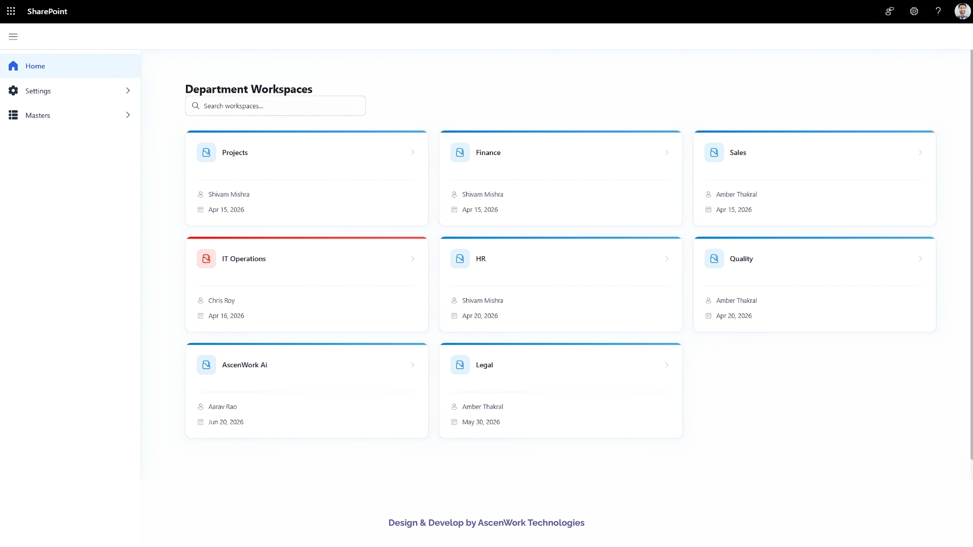 SharePoint document management system dashboard